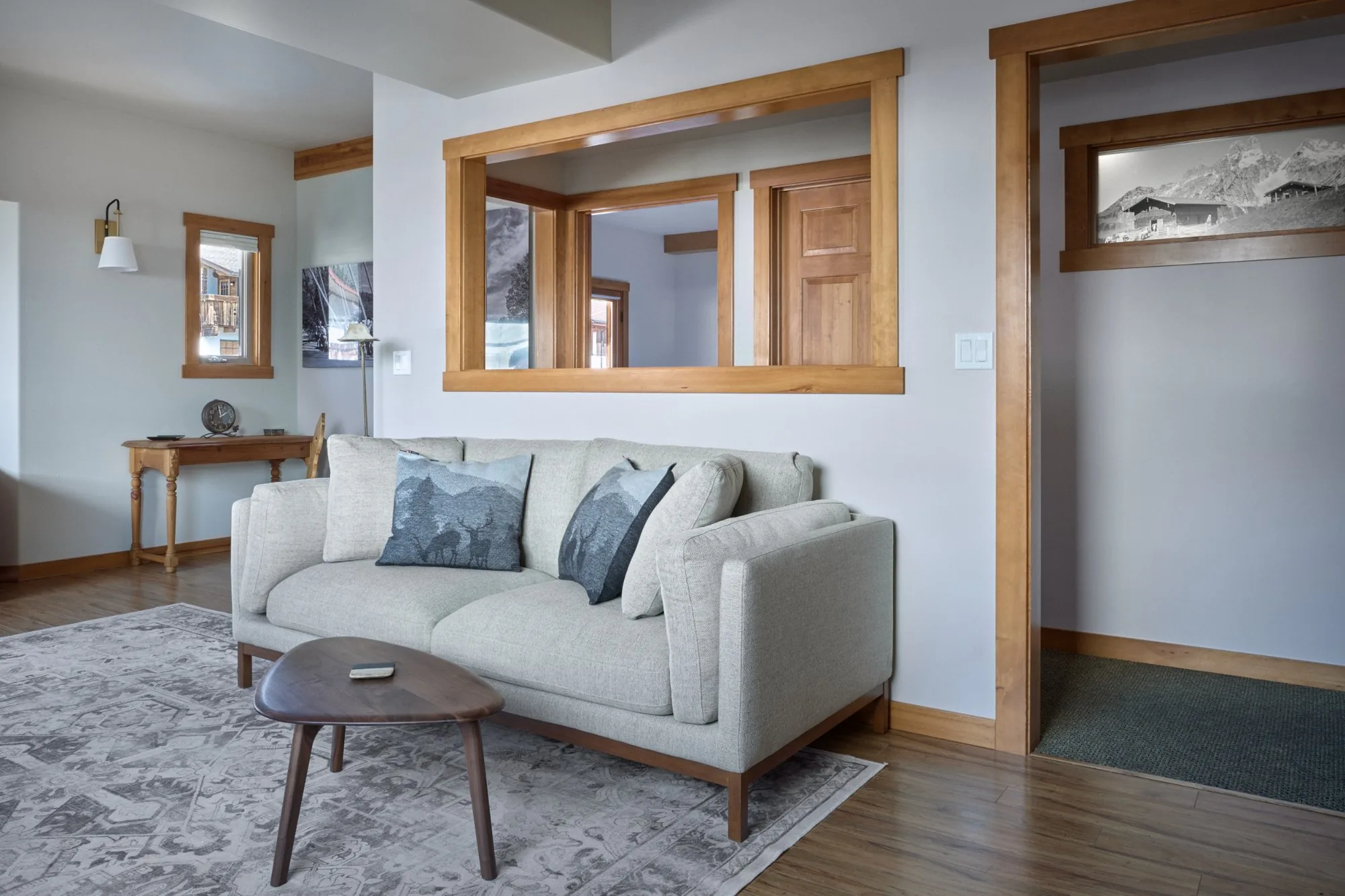 Solstice Suite sofa and pass-through to bedroom